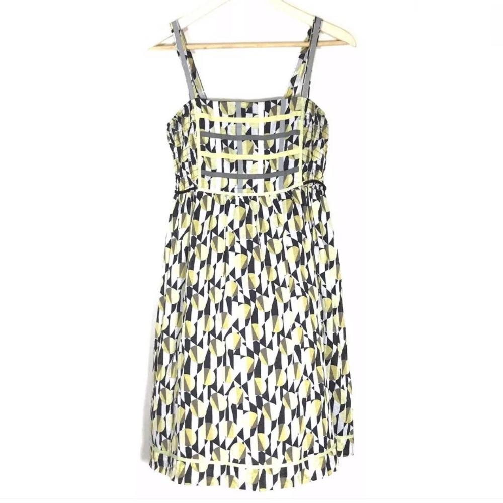 Free People Yellow Gray Polka Dot Geo Print Dress 4